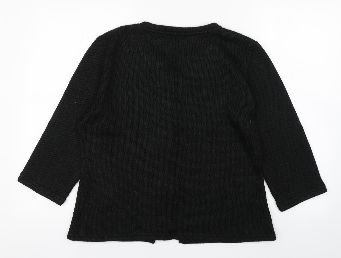 Per Una Womens Black Round Neck  Acrylic Cardigan Jumper Size L