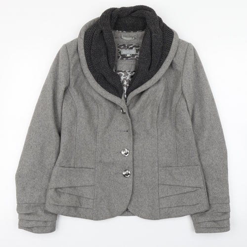 Per Una  Womens Grey   Pea Coat Coat Size 12  Button
