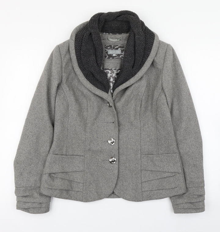 Per Una Womens Grey Pea Coat Coat Size 12 Button