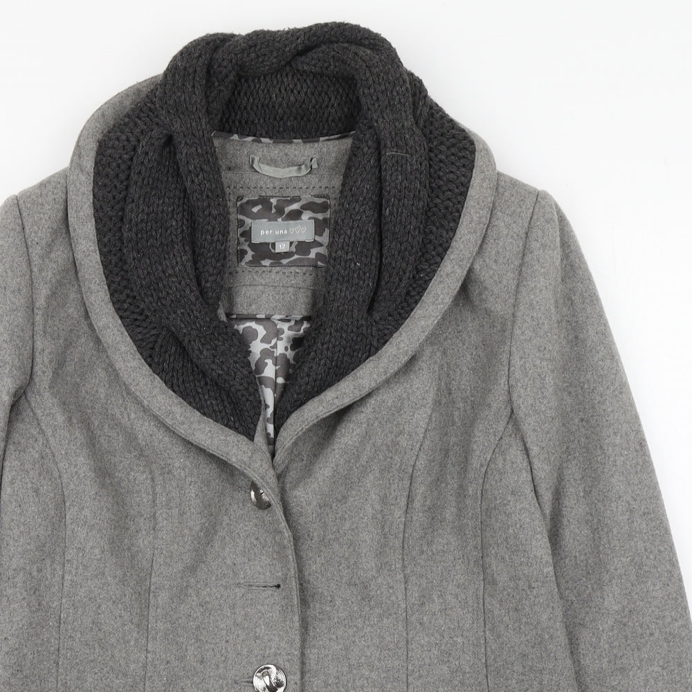 Per Una  Womens Grey   Pea Coat Coat Size 12  Button