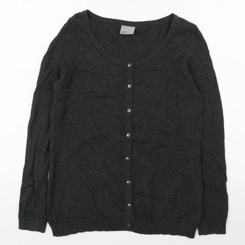 VERO MODA Womens Grey Scoop Neck  Cotton Cardigan Jumper Size M