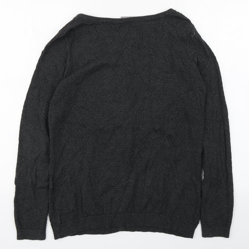 VERO MODA Womens Grey Scoop Neck  Cotton Cardigan Jumper Size M