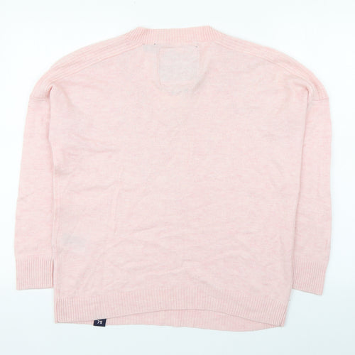 Superdry Womens Pink V-Neck  Wool Pullover Jumper Size 10