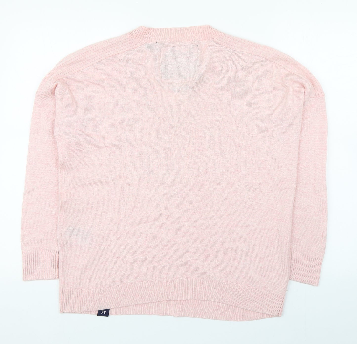 Superdry Womens Pink V-Neck  Wool Pullover Jumper Size 10