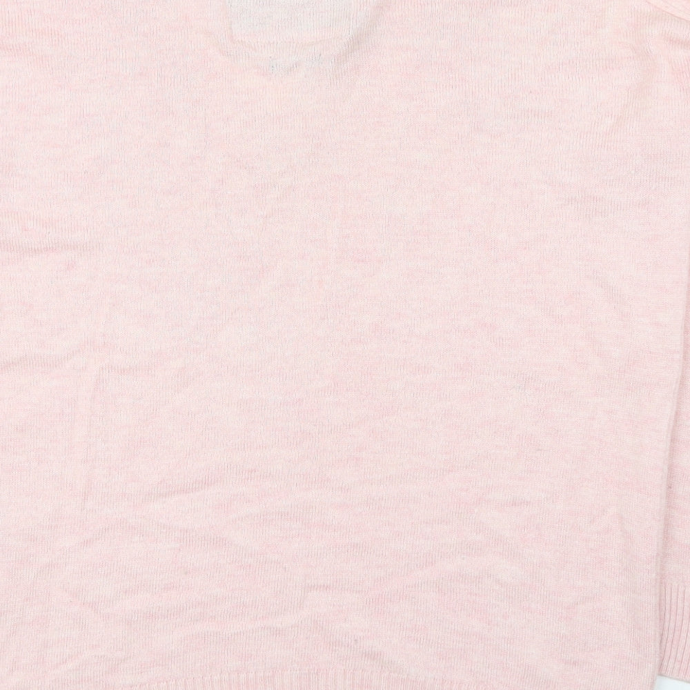 Superdry Womens Pink V-Neck  Wool Pullover Jumper Size 10