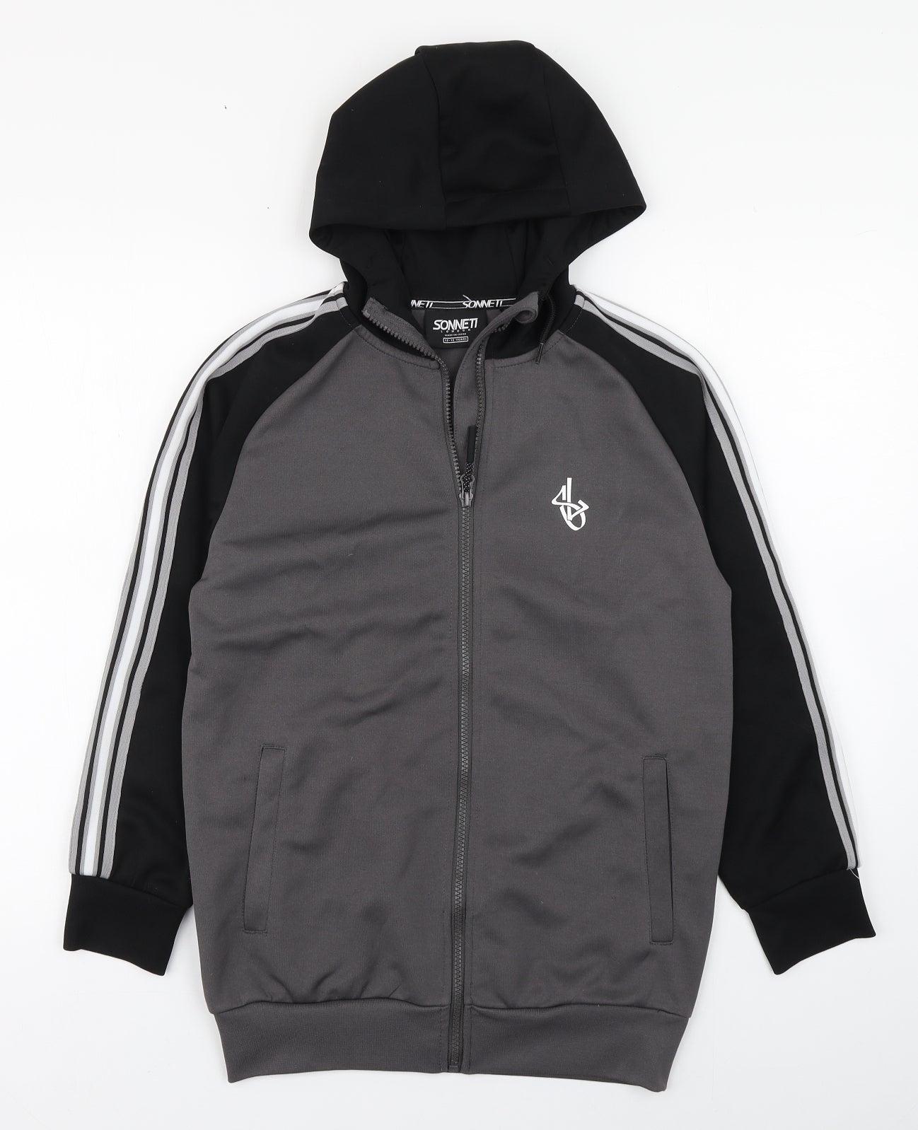 Sonneti Boys Grey  Polyester Full Zip Hoodie Size 12-13 Years