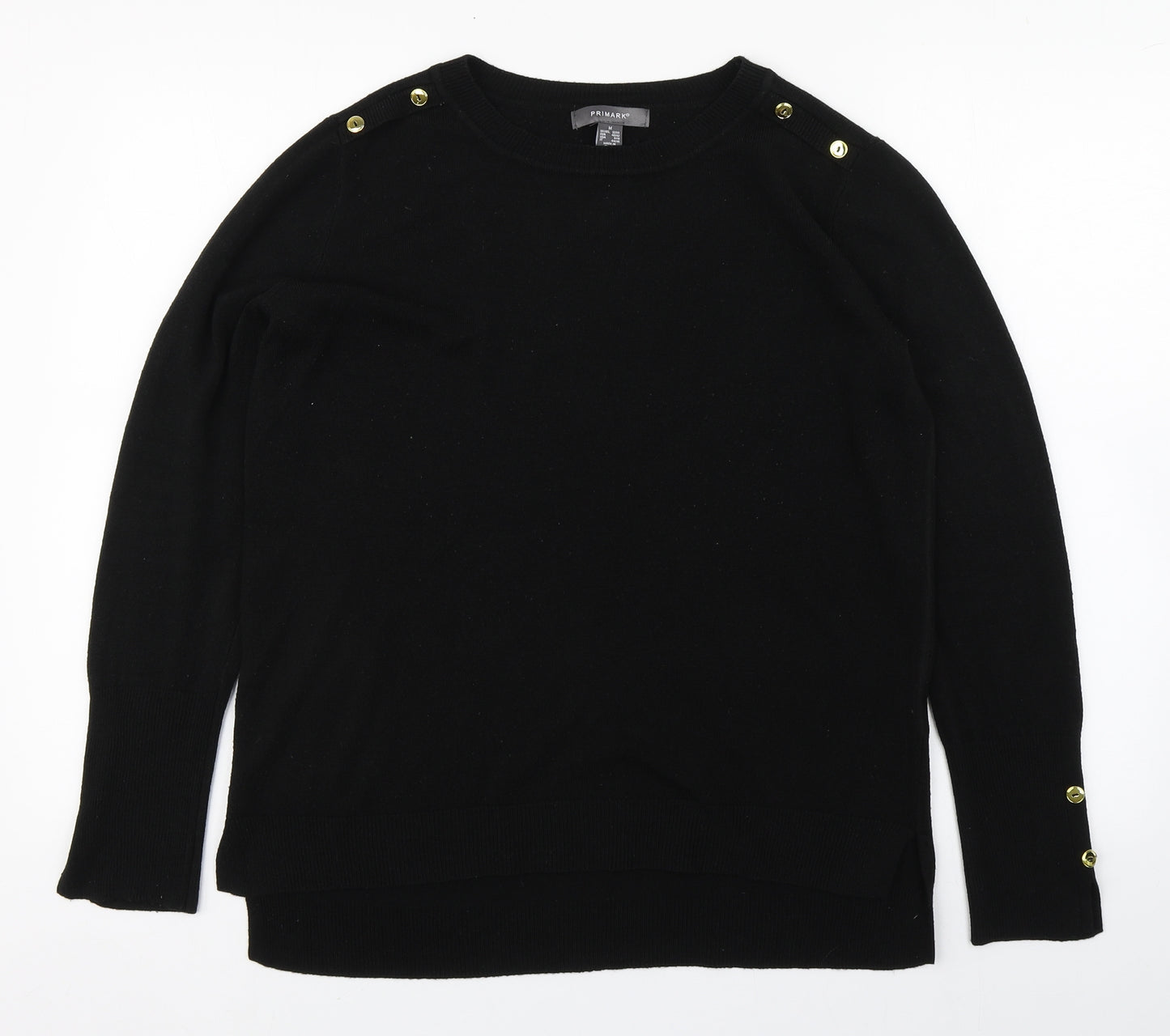 Primark Womens Black  Acrylic Basic T-Shirt Size 12 Round Neck