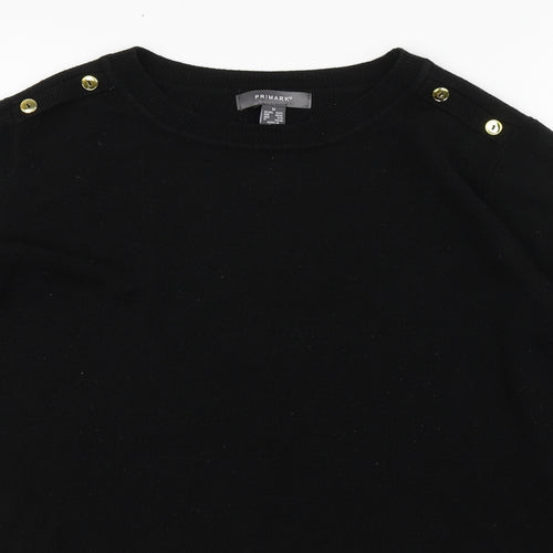 Primark Womens Black  Acrylic Basic T-Shirt Size 12 Round Neck