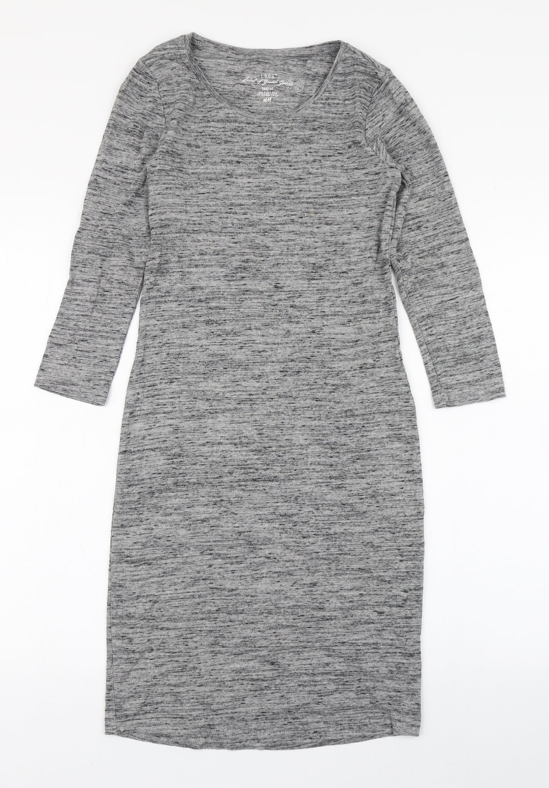 H&M Womens Grey  Cotton T-Shirt Dress  Size S  Round Neck Pullover