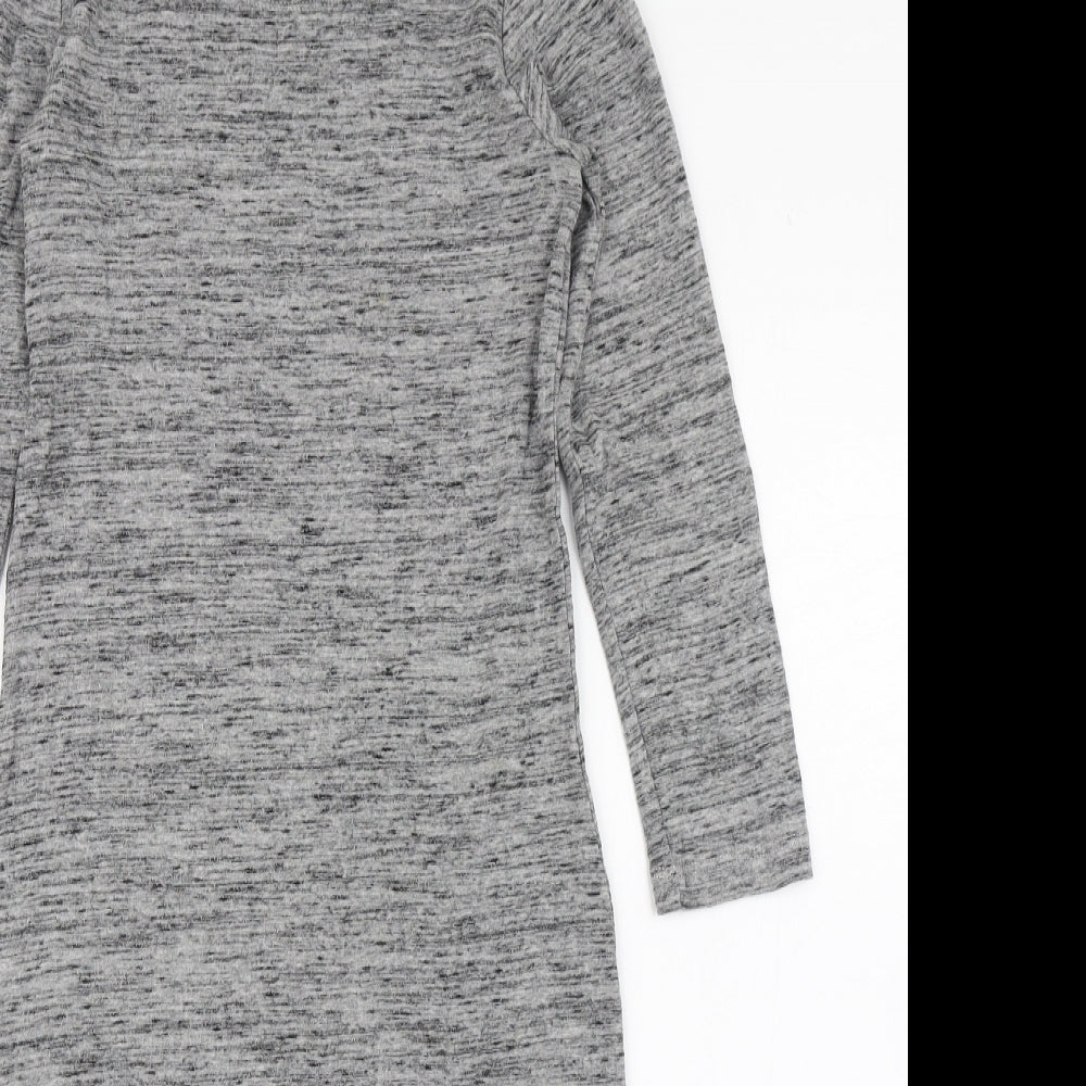 H&M Womens Grey  Cotton T-Shirt Dress  Size S  Round Neck Pullover