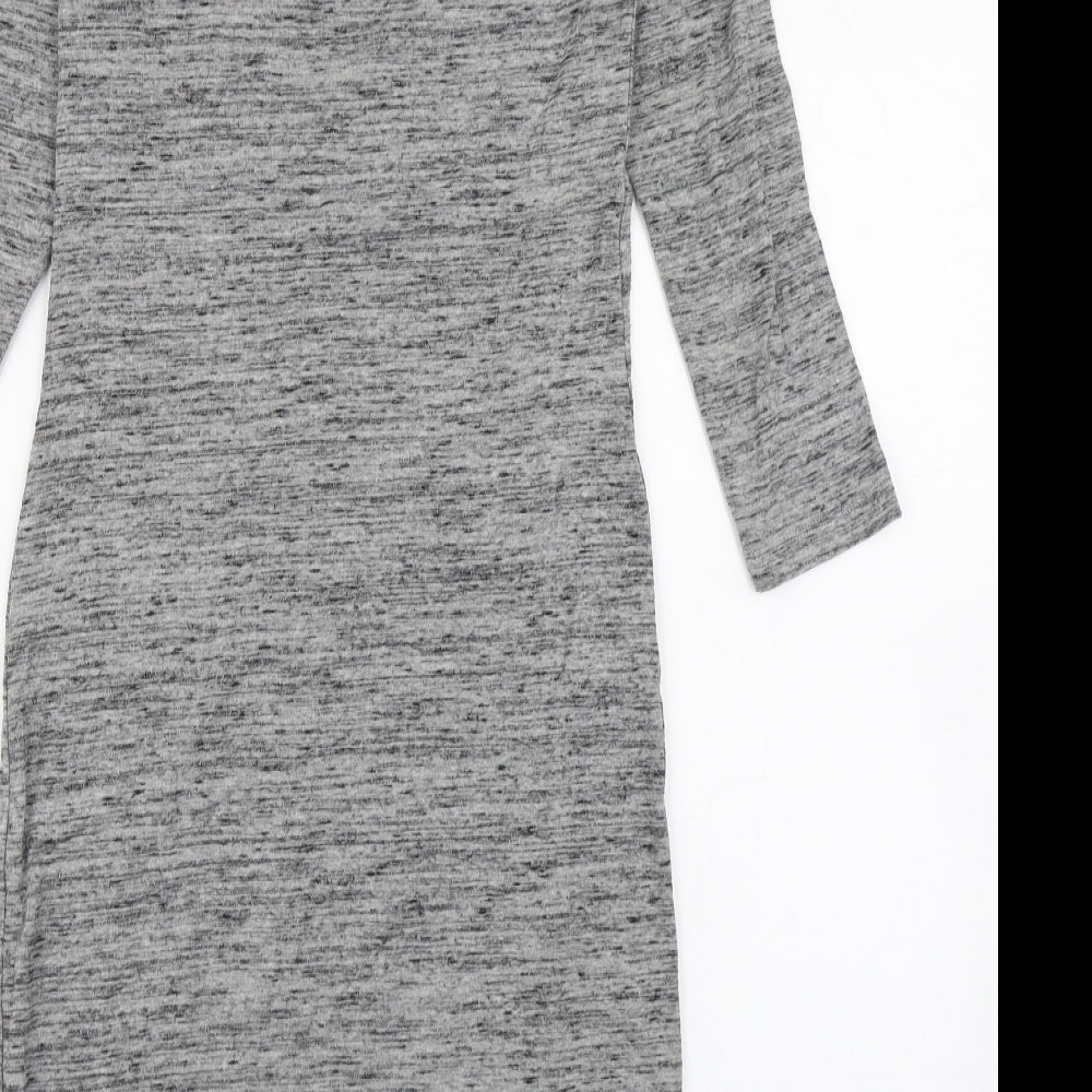 H&M Womens Grey  Cotton T-Shirt Dress  Size S  Round Neck Pullover