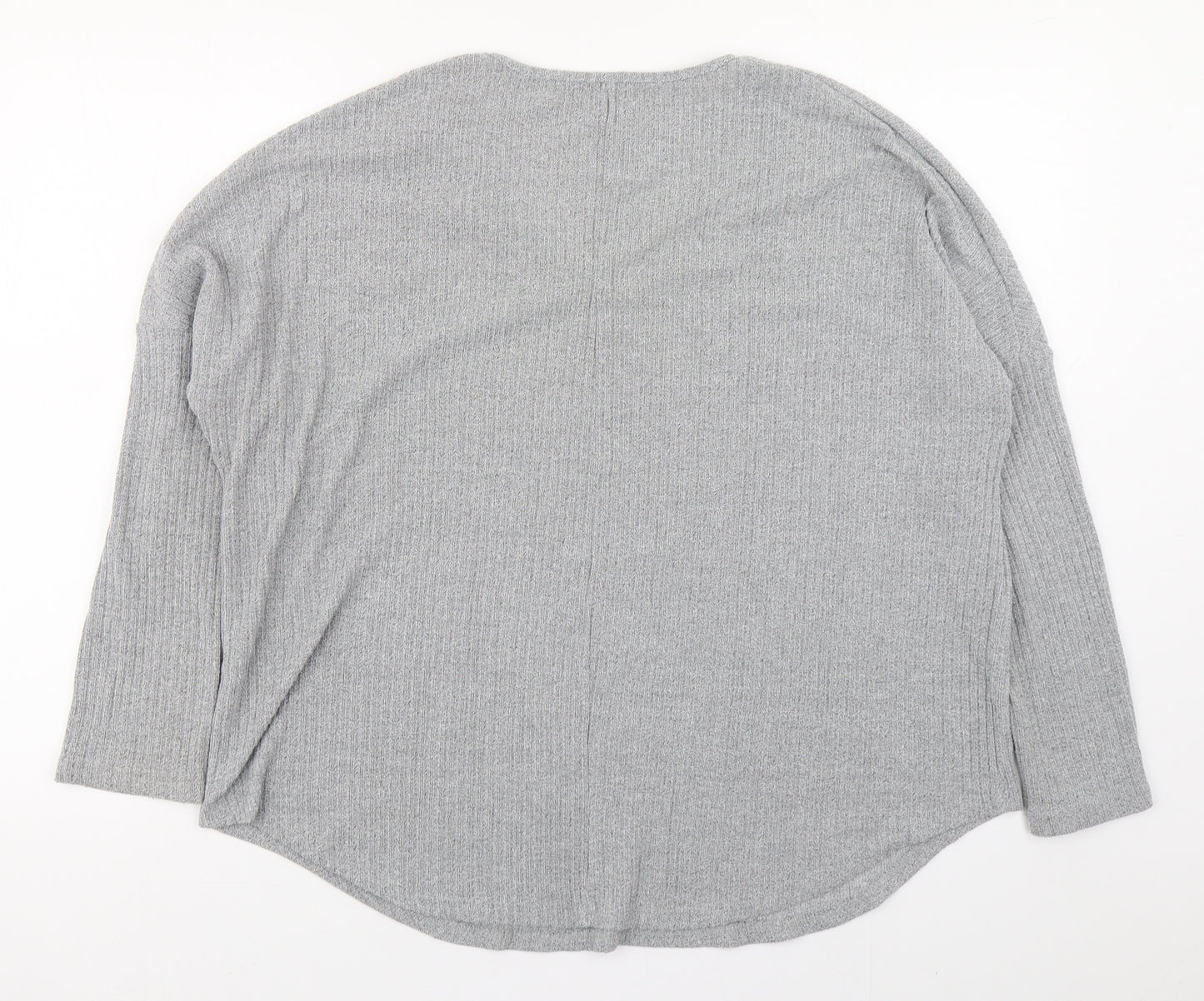 Preworn Womens Grey V-Neck  Polyester Pullover Jumper Size L