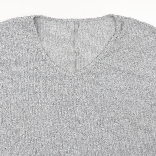 Preworn Womens Grey V-Neck  Polyester Pullover Jumper Size L