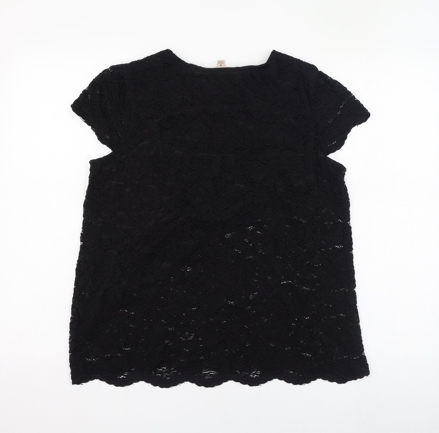 Philosophy Womens Black  Nylon Basic Blouse Size M Round Neck