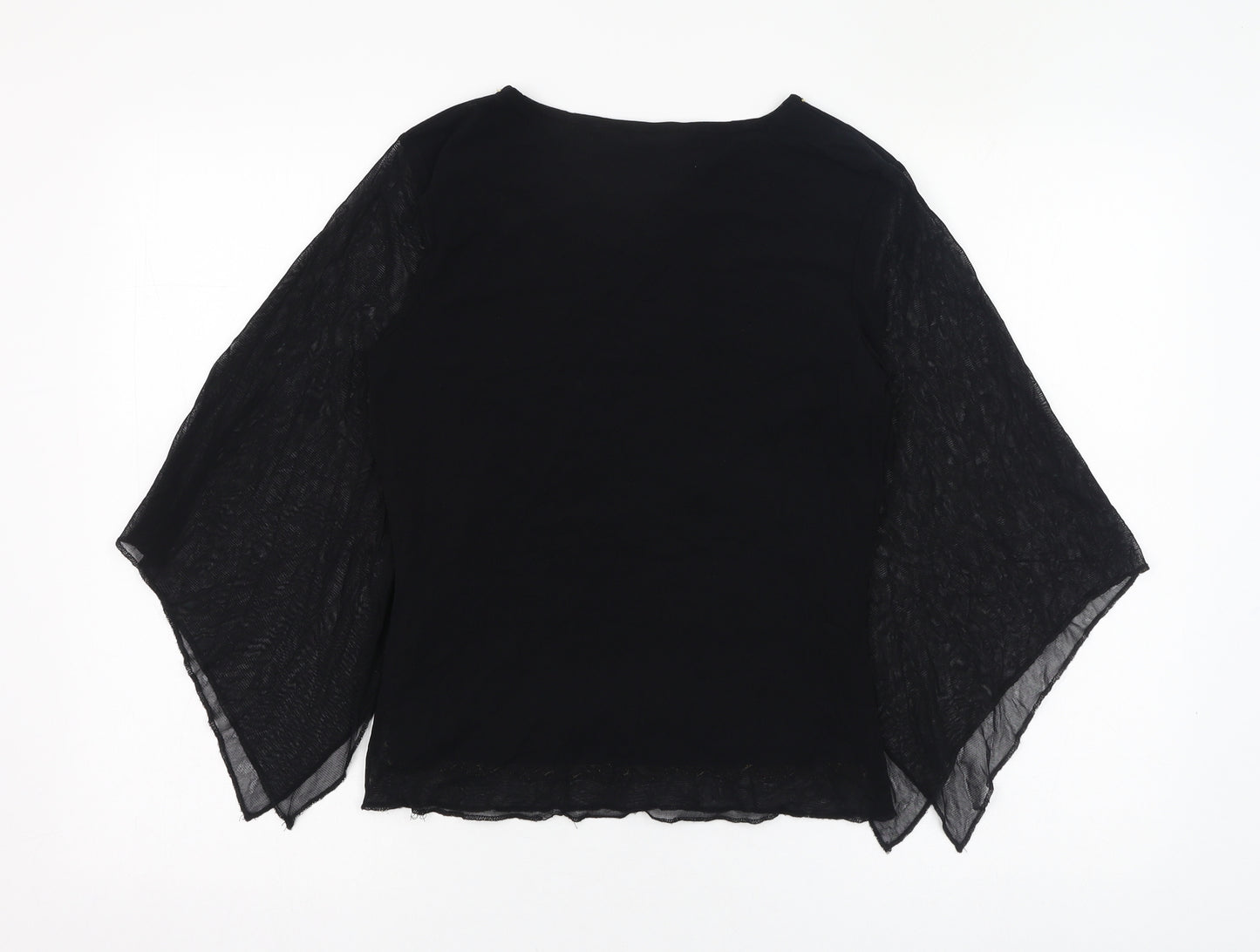 Dorothy Perkins Womens Black  Nylon Basic Blouse Size 12 V-Neck