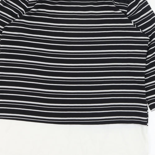 Atmosphere Womens Black Striped Polyester Basic Blouse Size 10 Round Neck