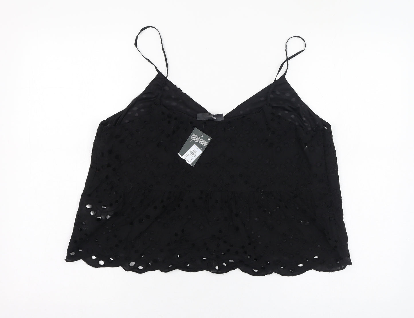 Primark Womens Black  Cotton Basic Tank Size 16 V-Neck