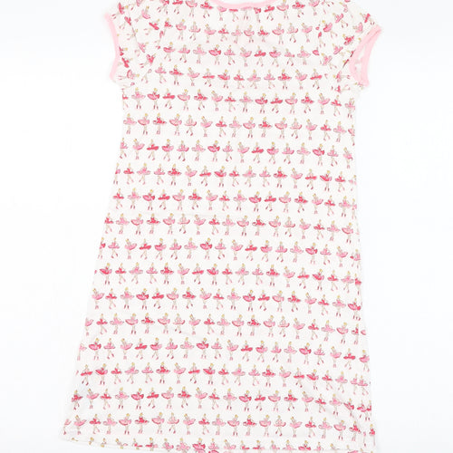 Cath Kids Girls White  Cotton T-Shirt Dress  Size 5-6 Years  Round Neck Pullover - Ballerina