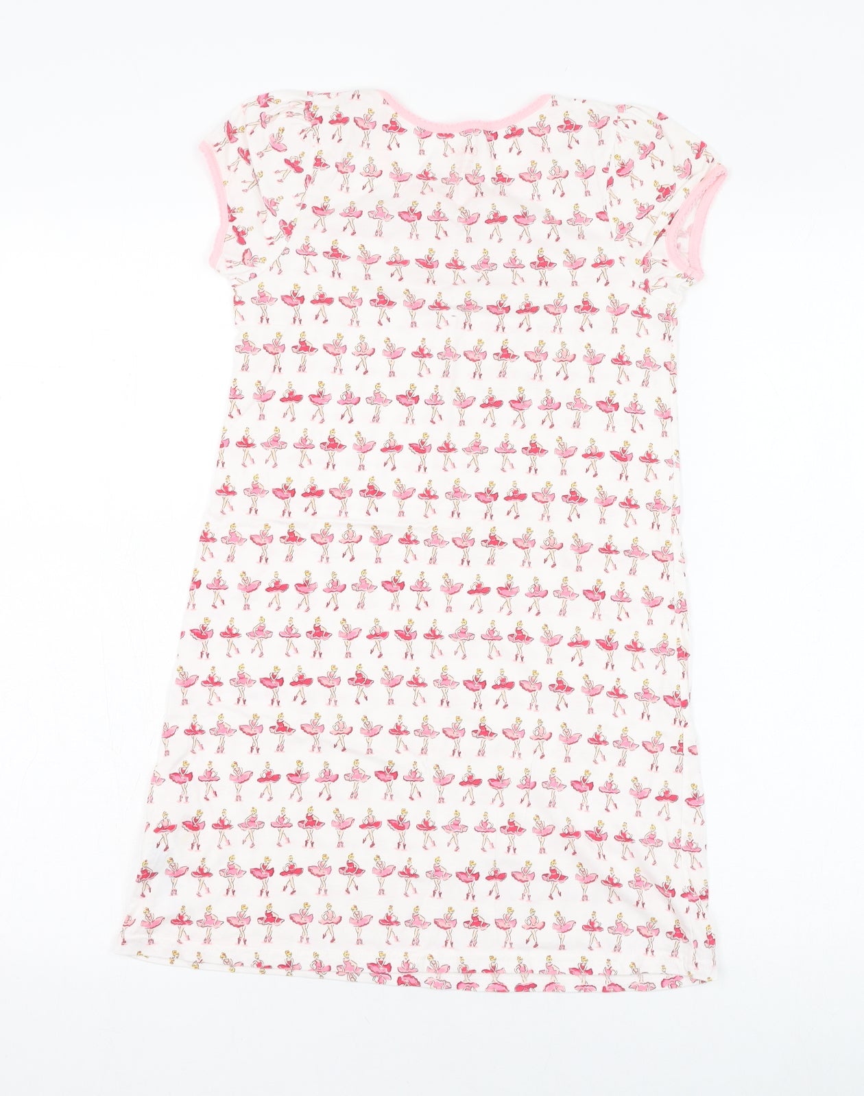 Cath Kids Girls White  Cotton T-Shirt Dress  Size 5-6 Years  Round Neck Pullover - Ballerina