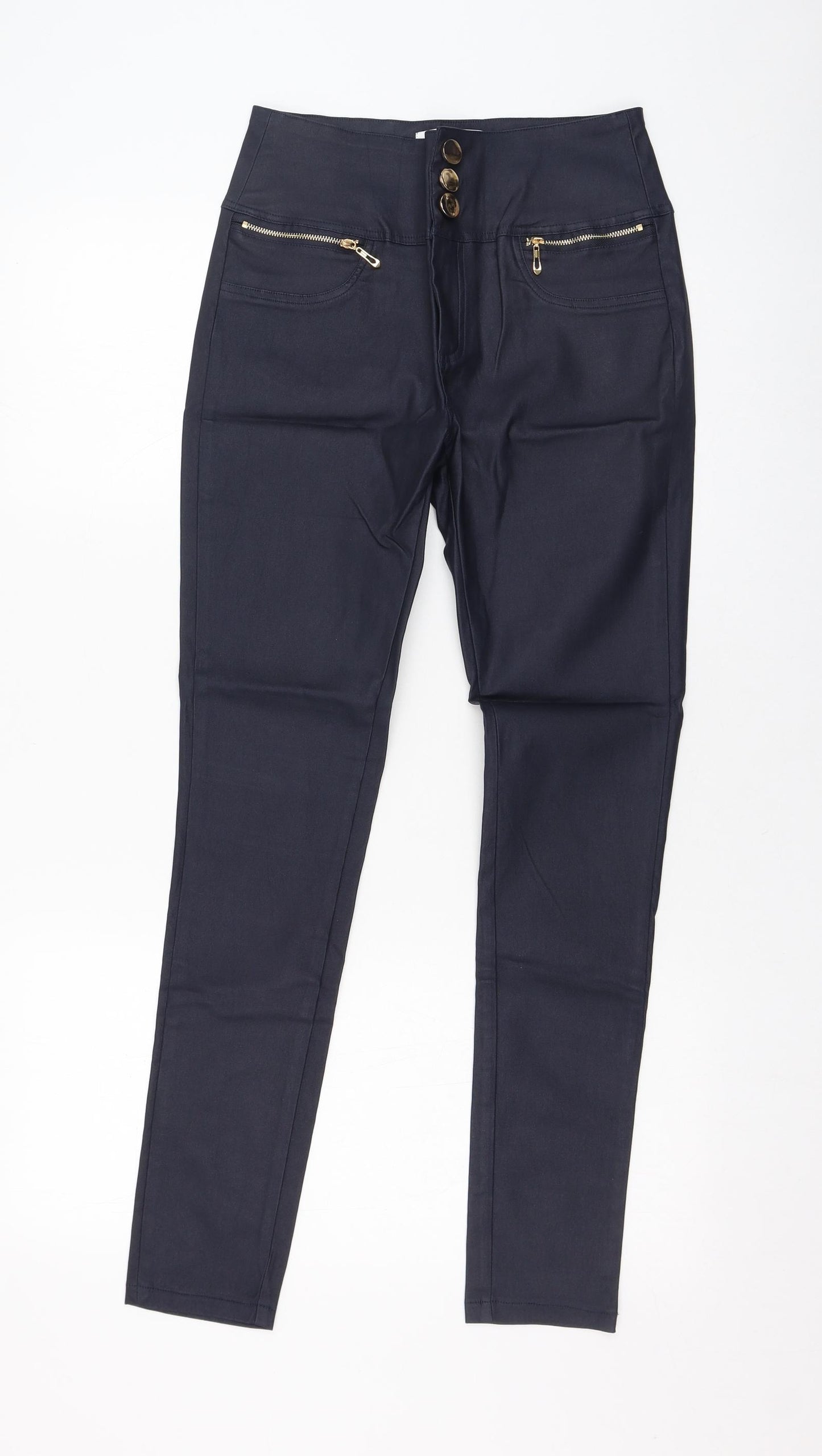 Marc Angelo Womens Blue  Polyamide Trousers  Size 8 L28 in Regular Zip