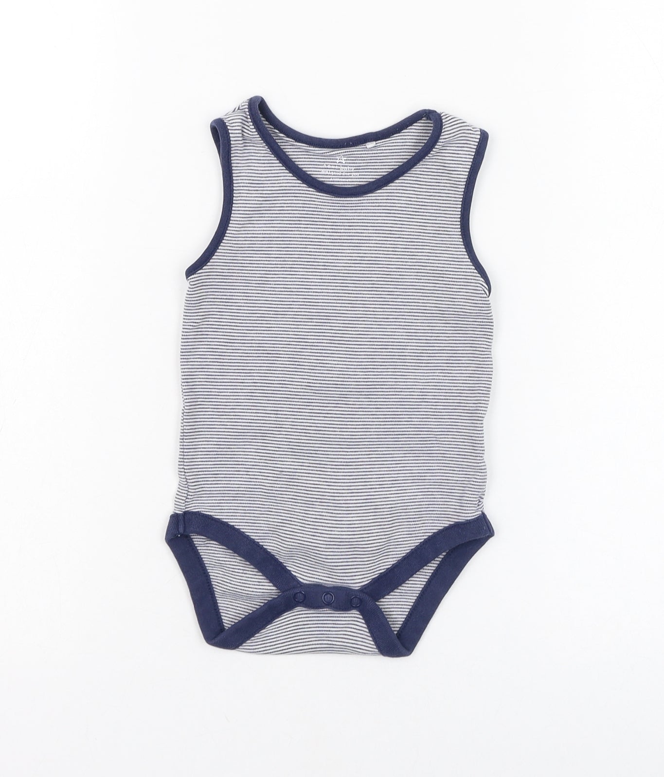 NEXT Boys Blue Striped Cotton Babygrow One-Piece Size 12-18 Months  Button