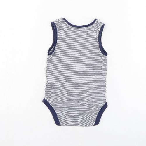 NEXT Boys Blue Striped Cotton Babygrow One-Piece Size 12-18 Months  Button