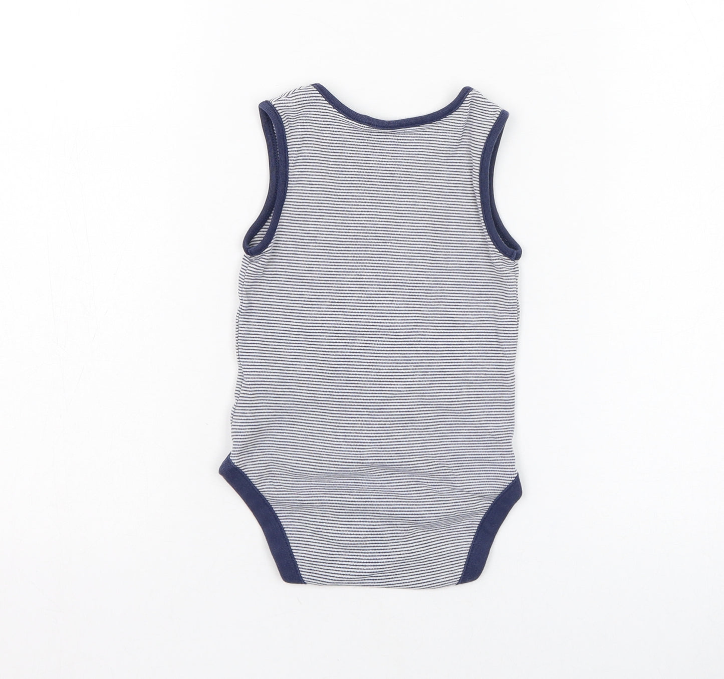 NEXT Boys Blue Striped Cotton Babygrow One-Piece Size 12-18 Months  Button
