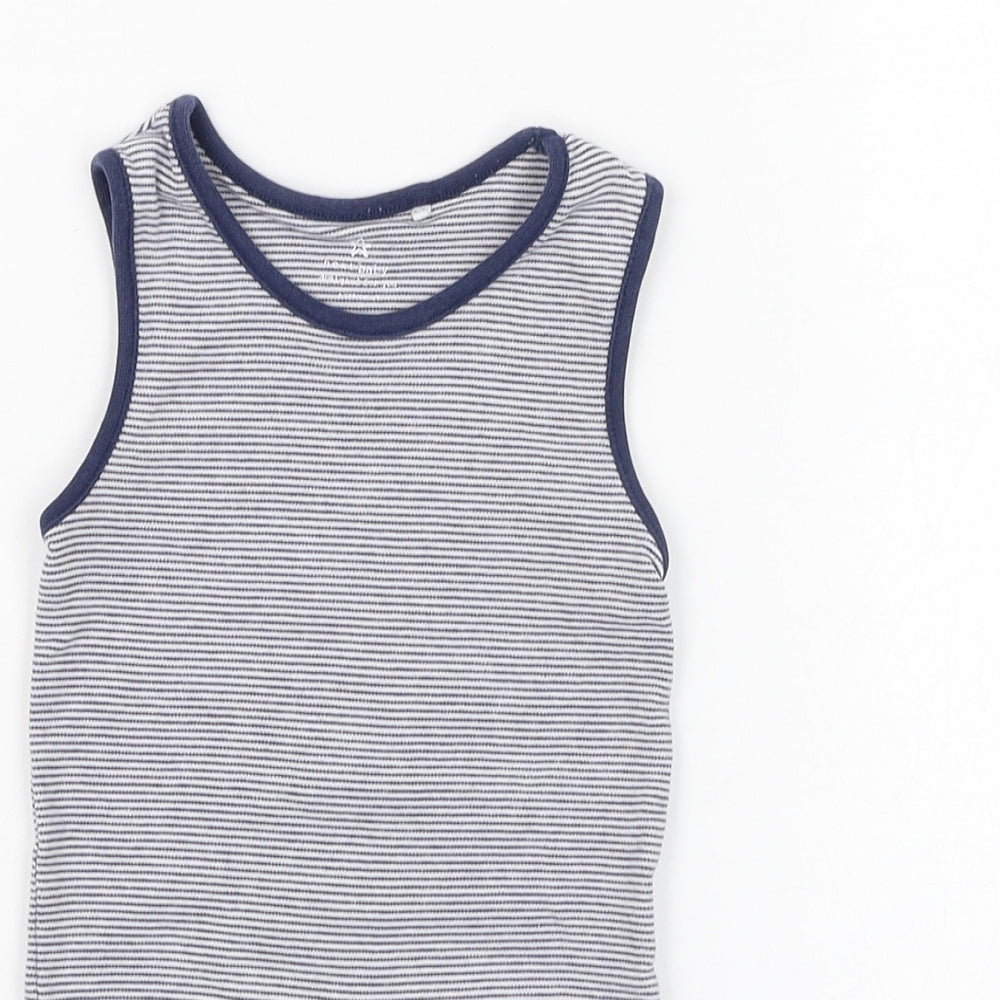 NEXT Boys Blue Striped Cotton Babygrow One-Piece Size 12-18 Months  Button