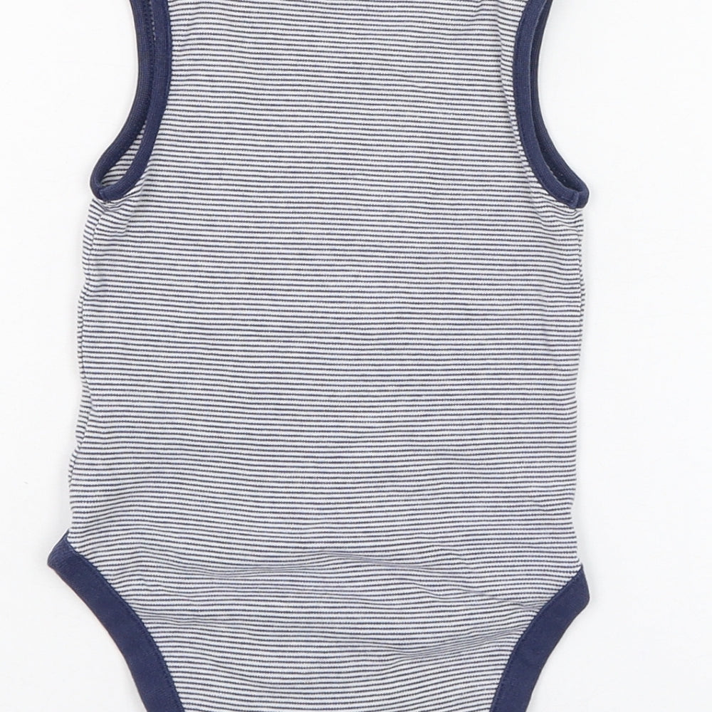 NEXT Boys Blue Striped Cotton Babygrow One-Piece Size 12-18 Months  Button