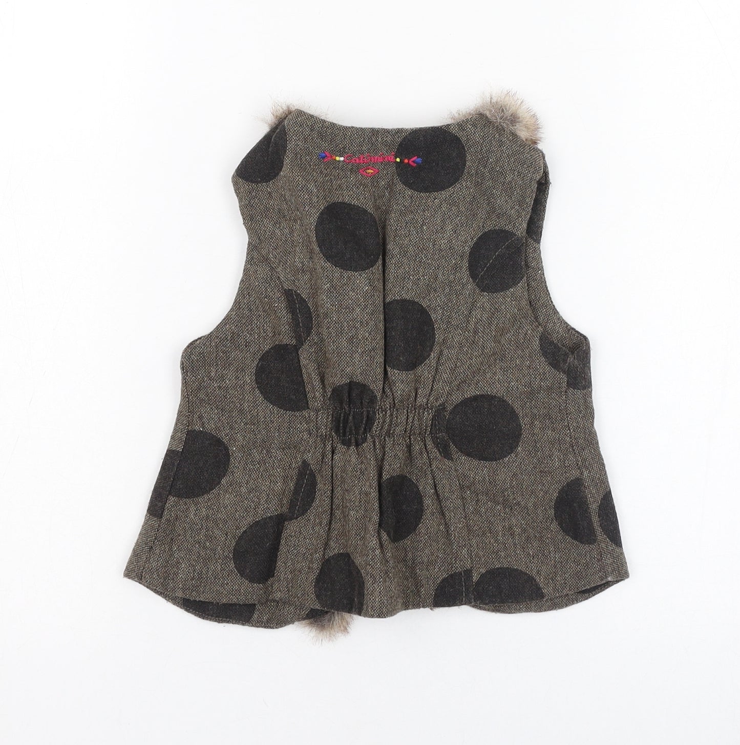 Catimini Girls Brown Polka Dot  Gilet Jacket Size 3 Years  Hook & Loop