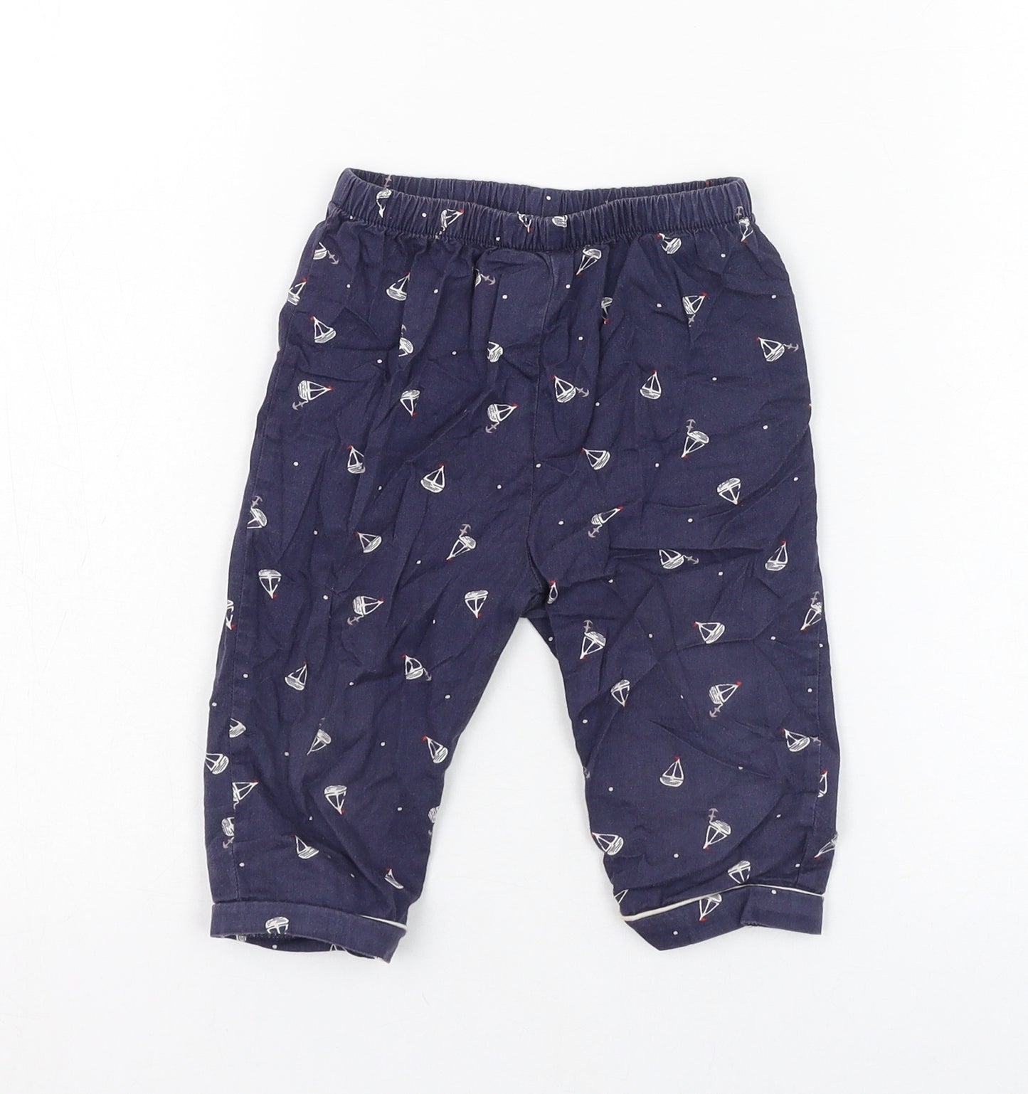 mamas & papas Boys Blue  Cotton Jogger Trousers Size 9-12 Months  Pullover - Boats