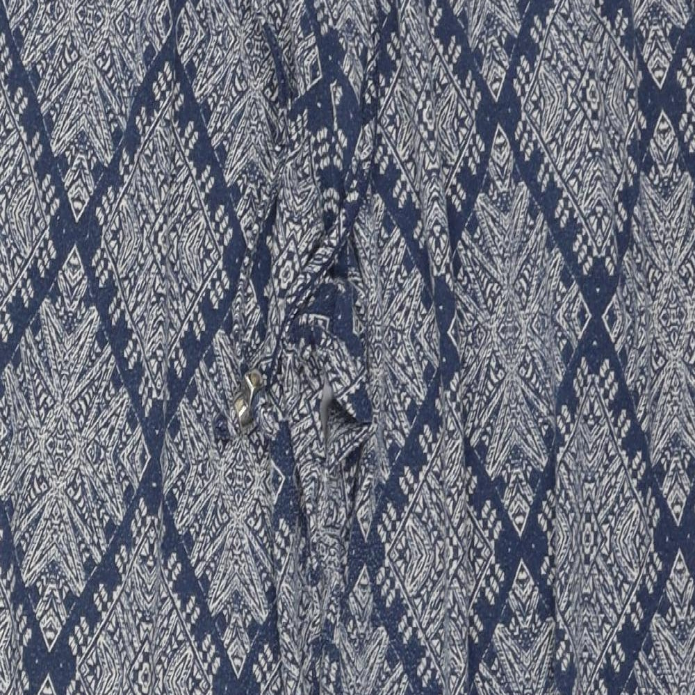 Primark Womens Blue Geometric Polyester Jogger Trousers Size 14 L26 in Regular