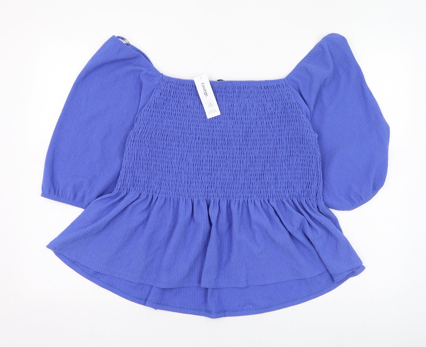 George Womens Blue  Polyester Basic Blouse Size 20 Square Neck