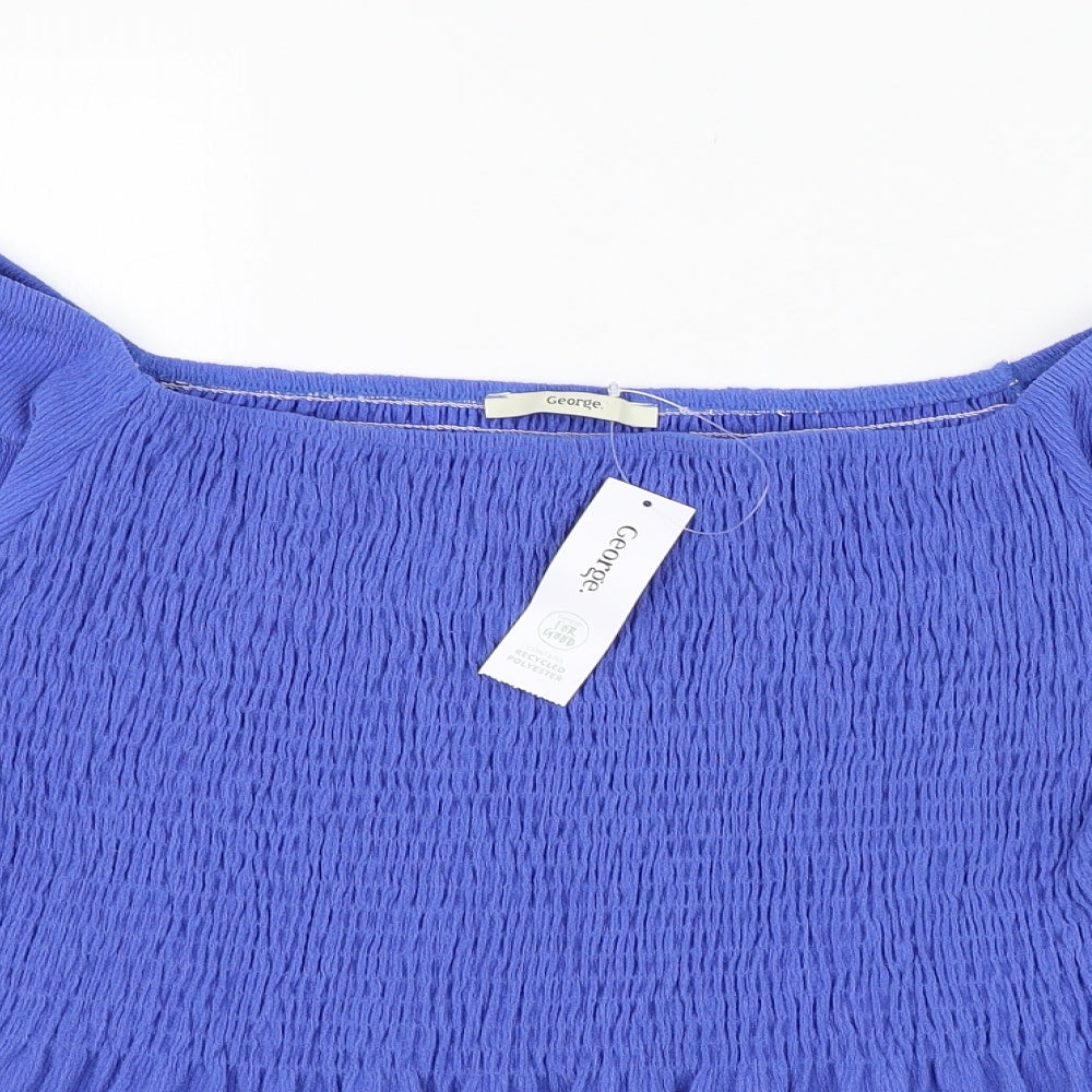 George Womens Blue  Polyester Basic Blouse Size 20 Square Neck
