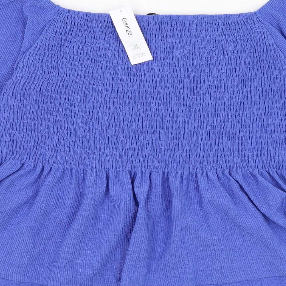 George Womens Blue  Polyester Basic Blouse Size 20 Square Neck