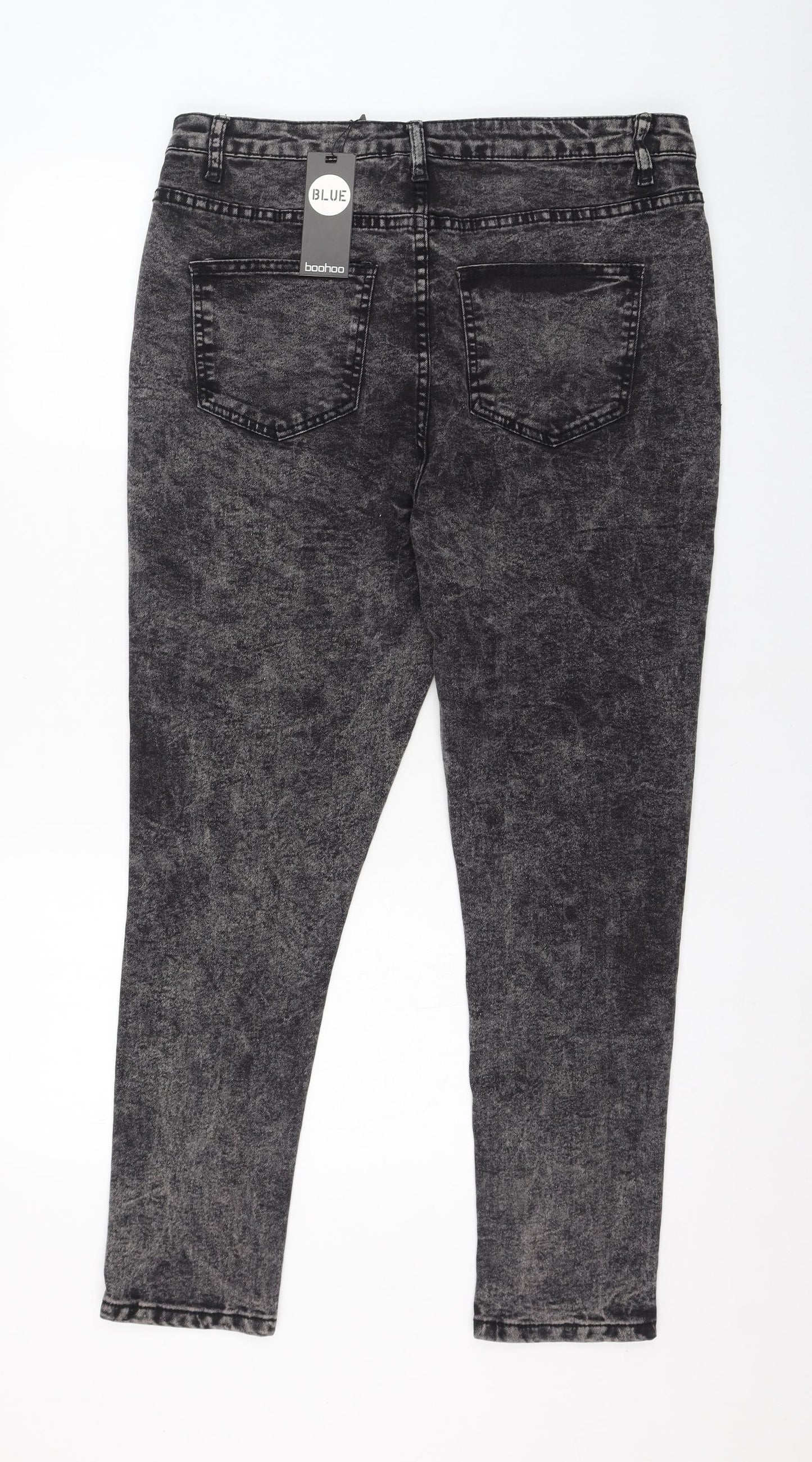 Boohoo Womens Grey  Cotton Skinny Jeans Size 16 L26 in Regular Zip
