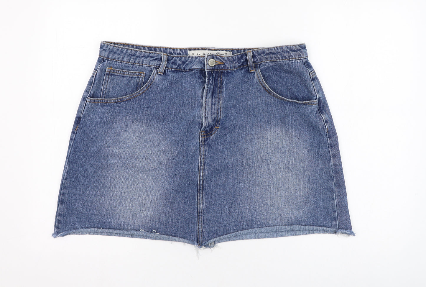 Primark Womens Blue  Cotton Straight & Pencil Skirt Size 18   Zip