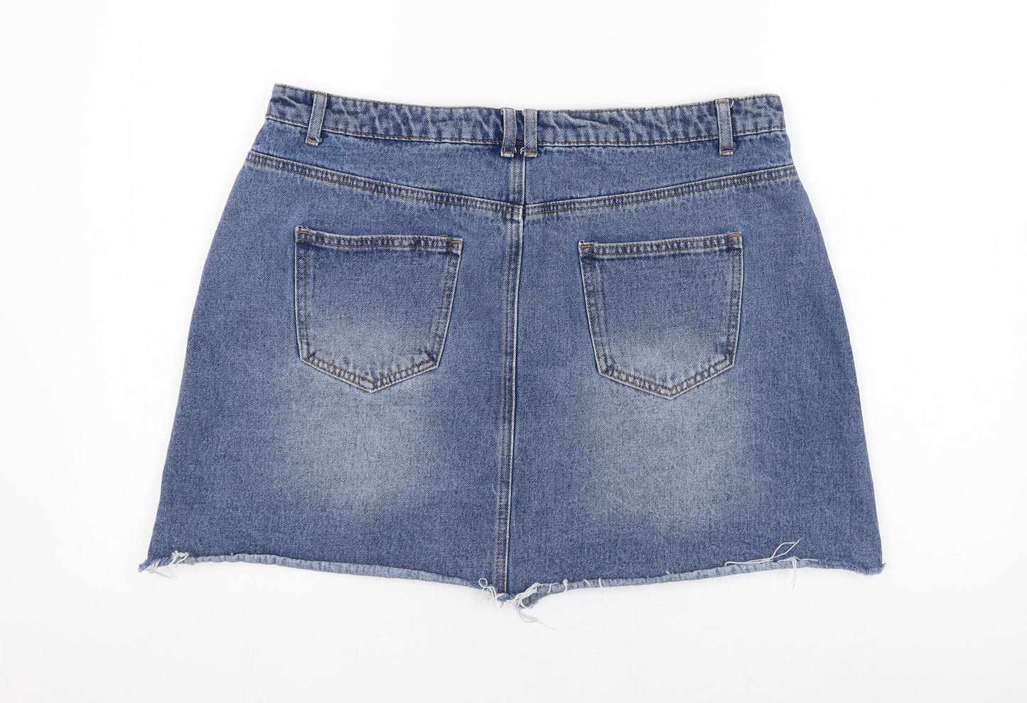 Primark Womens Blue  Cotton Straight & Pencil Skirt Size 18   Zip