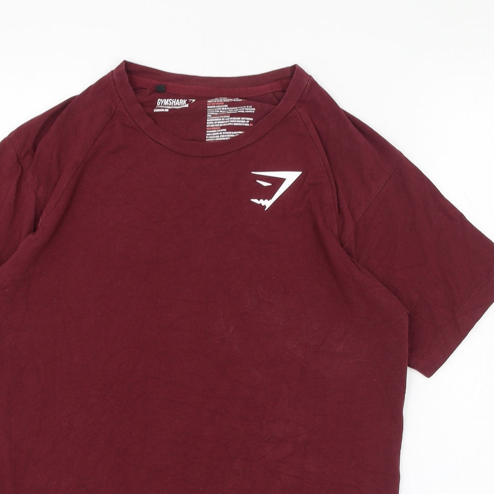 Gymshark Mens Red  Cotton Basic T-Shirt Size M Round Neck Pullover