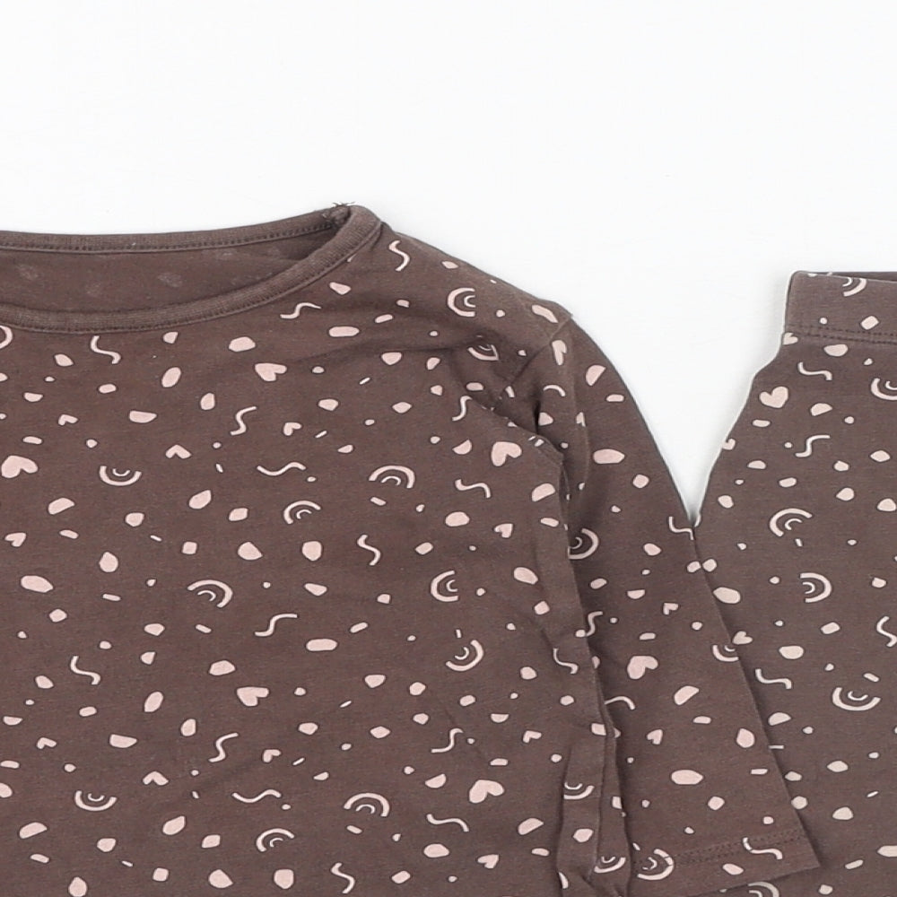 George Girls Brown Geometric Cotton Trousers Set Outfit/Set Size 6-9 Months  Pullover