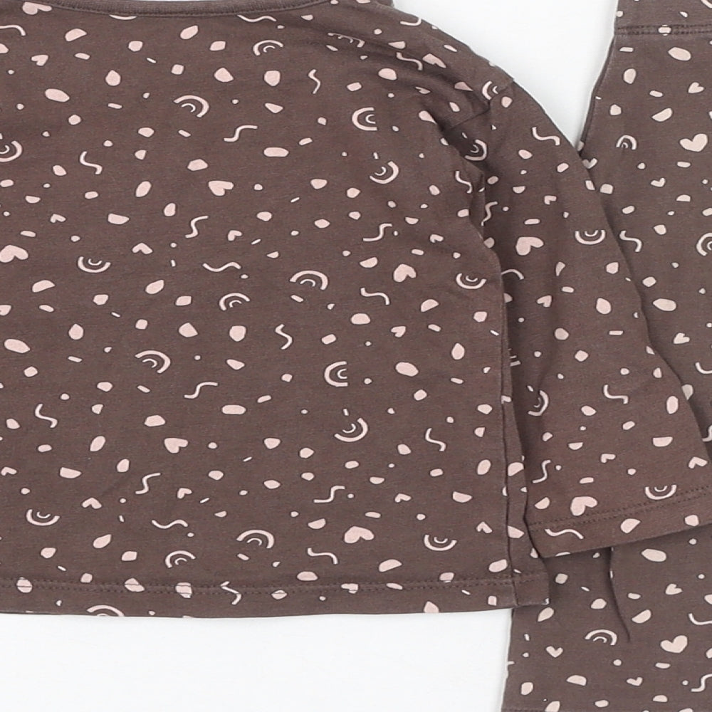 George Girls Brown Geometric Cotton Trousers Set Outfit/Set Size 6-9 Months  Pullover