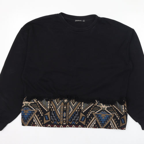 Stradivarius Womens Black Geometric Polyester Pullover Sweatshirt Size S  Pullover