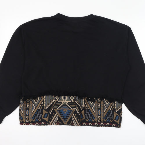 Stradivarius Womens Black Geometric Polyester Pullover Sweatshirt Size S  Pullover