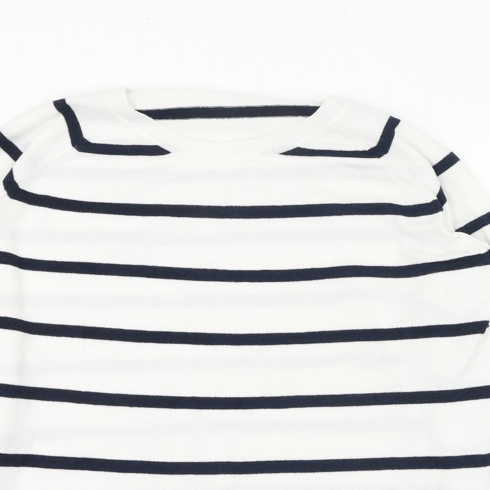 Primark Womens Ivory Round Neck Striped Polyester Pullover Jumper Size 10