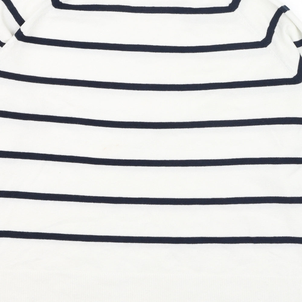 Primark Womens Ivory Round Neck Striped Polyester Pullover Jumper Size 10
