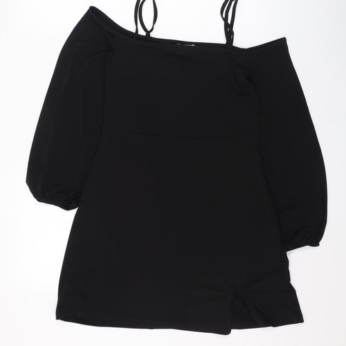 Nakd Womens Black  Polyester Pencil Dress  Size M  Square Neck Pullover
