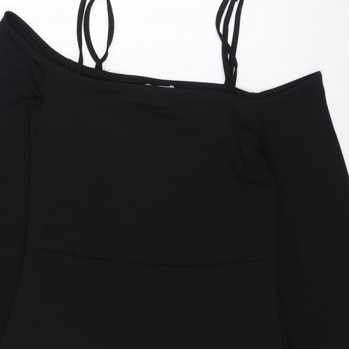 Nakd Womens Black  Polyester Pencil Dress  Size M  Square Neck Pullover