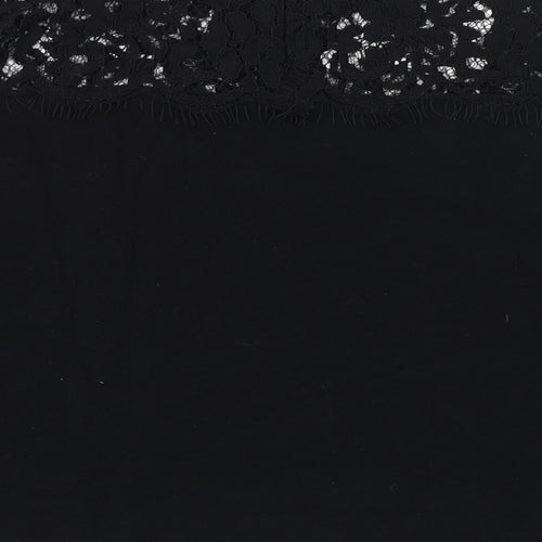 Topshop Womens Black  Viscose Basic T-Shirt Size 10 Mock Neck