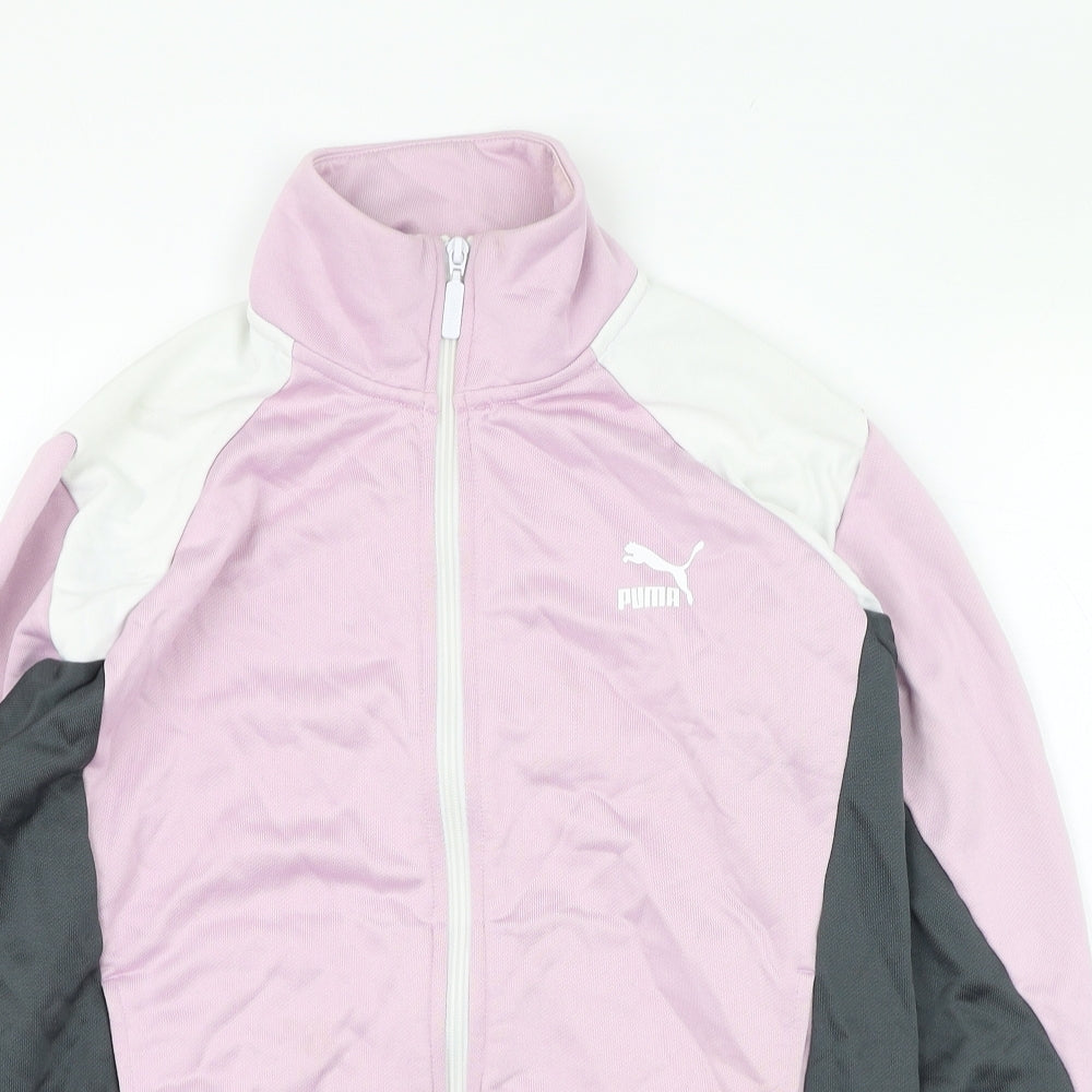 PUMA Womens Pink  Polyester Full Zip Sweatshirt Size 12  Zip