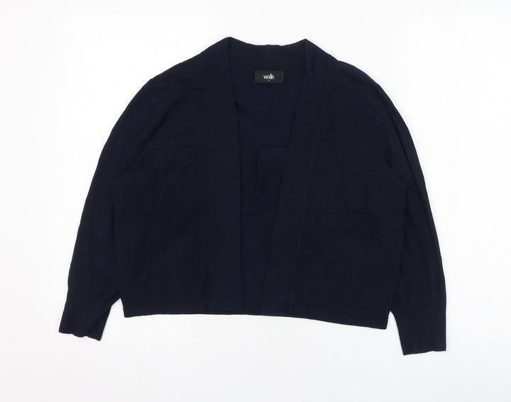 Wallis Womens Blue Round Neck  Viscose Cardigan Jumper Size S